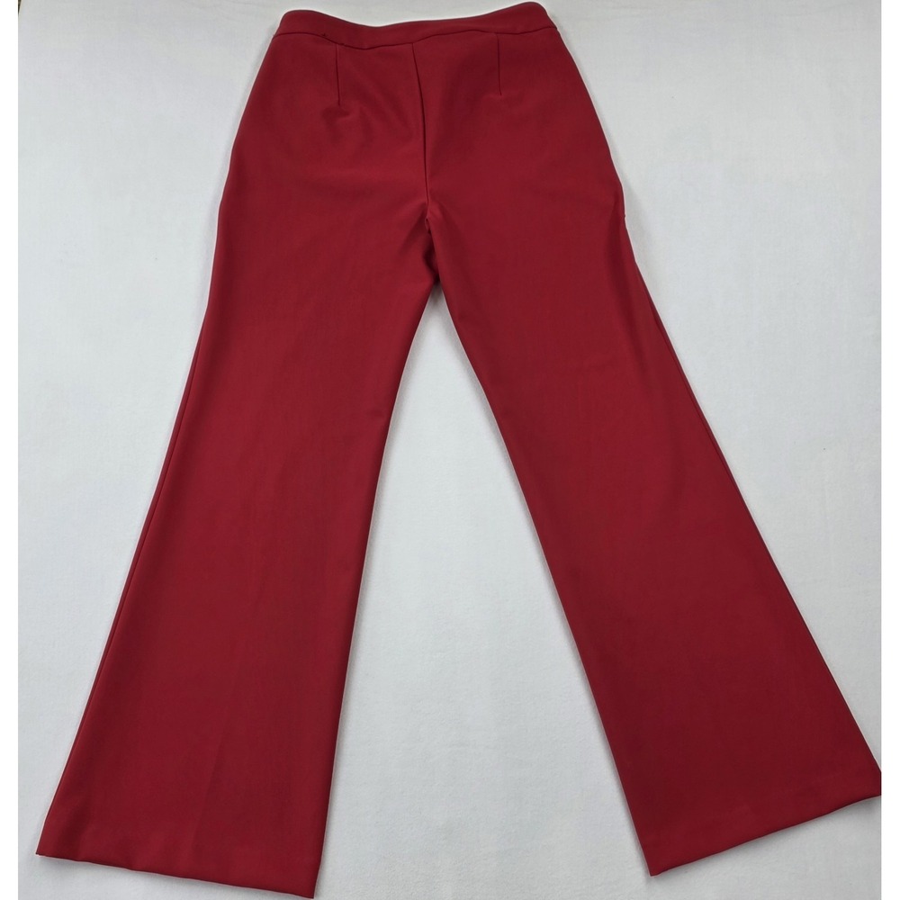 Rachel & Zoe Red Wide Leg Dress Pants Flat Front Button Accents Size 8 31.5" - Picture 4 of 4